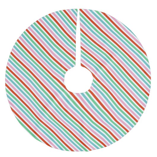 kerststrepen | Moderne, kleurrijke, goedaardige kl Kerstboom Rok (Voorkant)