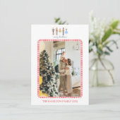 Kerststrepen Notenkraker Foto Feestdagenkaart (Staand voorkant)