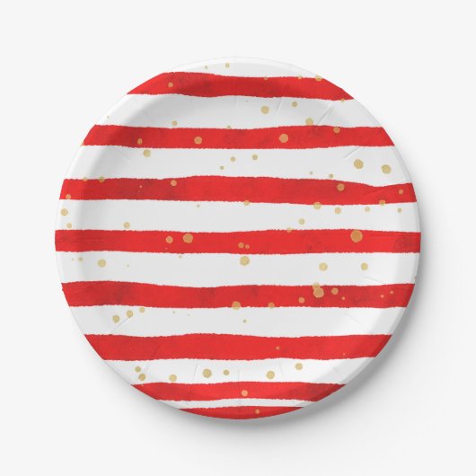 kerststrepen papieren bordje (Voorkant)