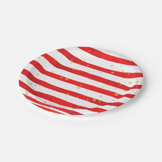 kerststrepen papieren bordje (Gekanteld)