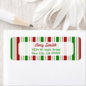 Kerststrepen Pattern Retouradreslabels Etiket (Insitu)