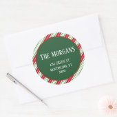 kerststrepen Ronde-adreslabel Ronde Sticker (Envelop)