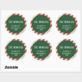 kerststrepen Ronde-adreslabel Ronde Sticker (Vel)