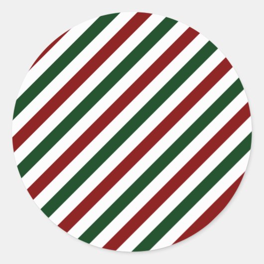  kerststrepen ronde sticker (Voorkant)