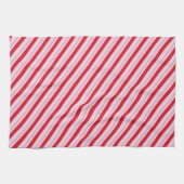 Kerststrepen Rood en Roze Keukenhanddoek (Horizontaal)