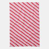 Kerststrepen Rood en Roze Keukenhanddoek (Verticaal)