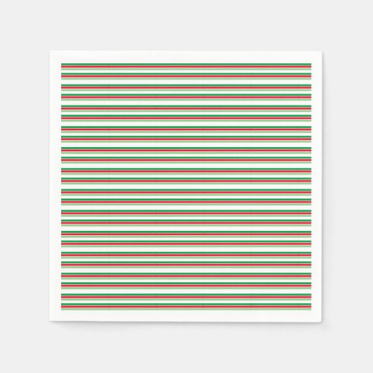 Kerststrepen Rood Groen Wit Servet (Voorkant)