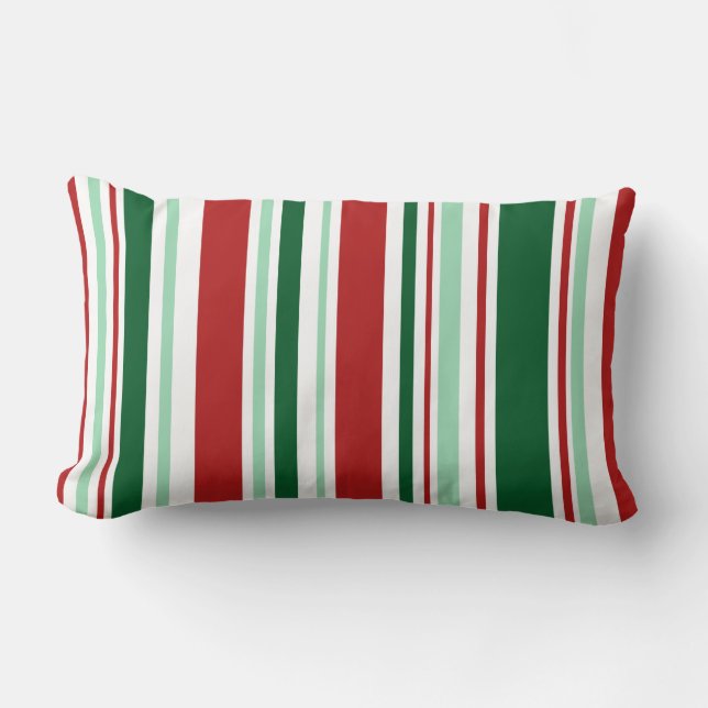 kerststrepen: Rood/Mint Groen/Donkergroen/wit Kussen (Voorkant)