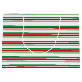 Kerststrepen Rood Wit Groen Patroon Groot Cadeauzakje (Voorkant)