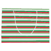 Kerststrepen Rood Wit Groen Patroon Groot Cadeauzakje (Achterkant)