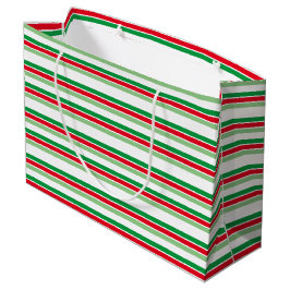 Kerststrepen Rood Wit Groen Patroon Groot Cadeauzakje