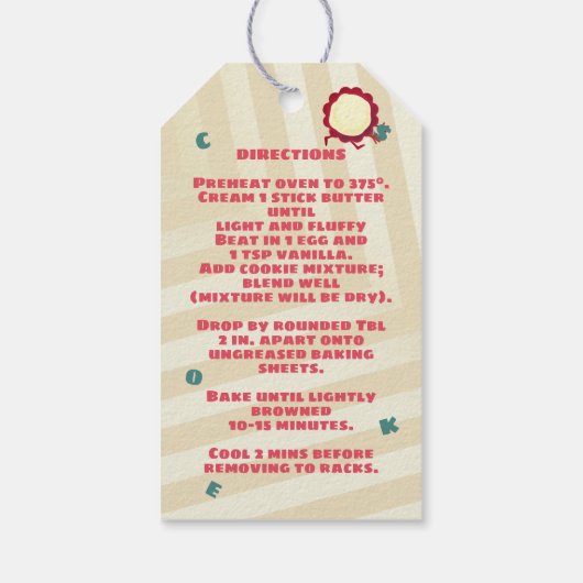 Kerststrepen schattige suikerkoekjes mengen zich i cadeaulabel (Achterkant)