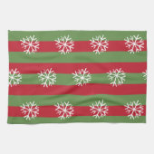 kerststrepen Snowflakes Festive Red Green Theedoek (Horizontaal)