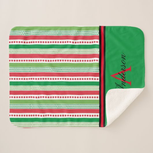 kerststrepes op maat sherpa deken (Voorkant (horizontaal))