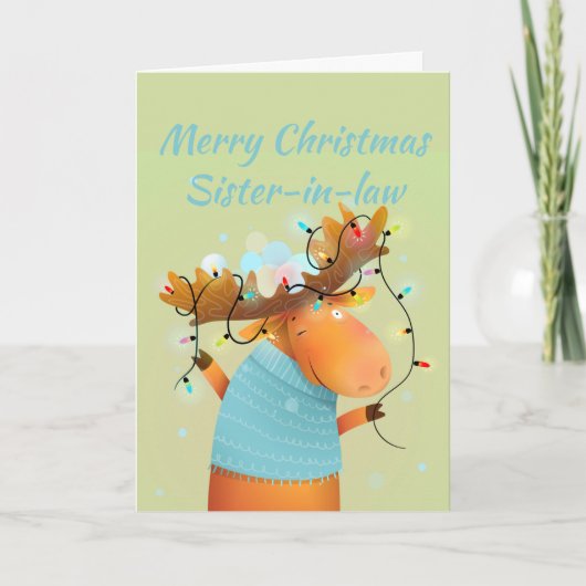 Kerststress Free Moose Animal Sister-in-law Feestdagen Kaart (Voorkant)