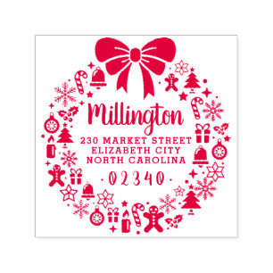 Kerststrik krans familienaam retouradres  zelfinktende stempel