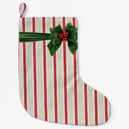 Kerststrik met stripey achtergrond kleine kerstsok