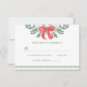 Kerststrik | Whimsical vakantie bruiloft RSVP Kaartje (Voorkant)