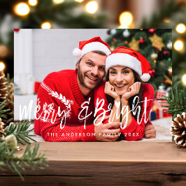Kerststrip moderne kerstfoto met vrolijke strepen feestdagenkaart