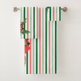 Kerststripes hert bad handdoek