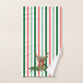 Kerststripes hert bad handdoek (Handdoek)