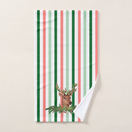 Kerststripes hert bad handdoek (Handdoek)