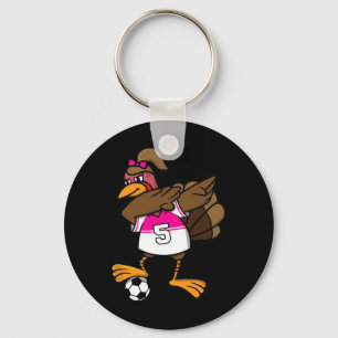 Kerststrui voor meisjesvoetbal met kalkoendans sleutelhanger