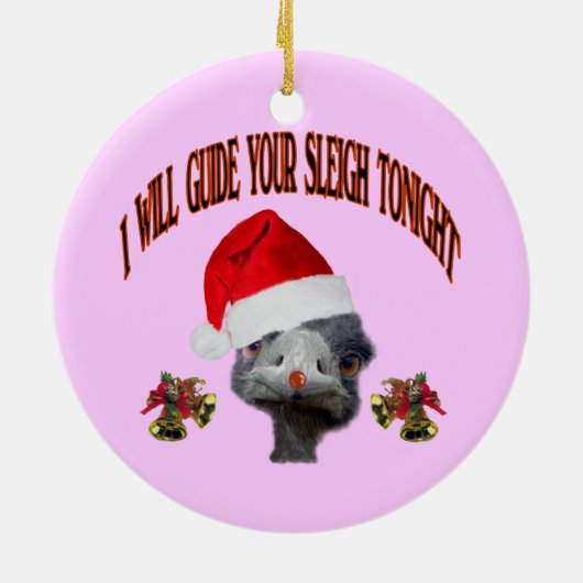 Kerststruisvogel Keramisch Ornament (Achterkant)