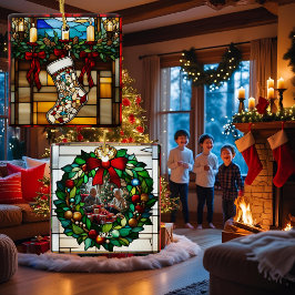 Kerststrump Faux Glas in Lood Keramisch Ornament