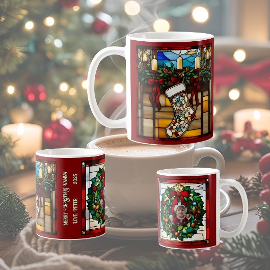Kerststrump Faux Glas in Lood Koffiemok