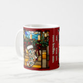 Kerststrump Faux Glas in Lood Koffiemok (Voorkant links)