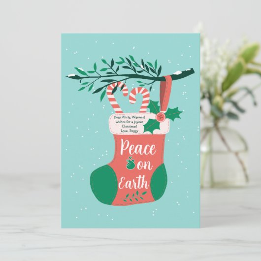 Kerststrump Feestdagenkaart (Staand voorkant)