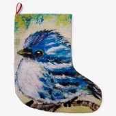 Kerststrump met Cute Vogel Grote Kerstsok (Voorkant)