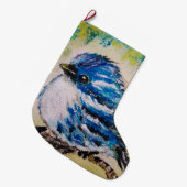 Kerststrump met Cute Vogel Grote Kerstsok (Voorkant (Hangend))