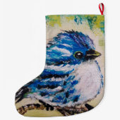 Kerststrump met Cute Vogel Grote Kerstsok (Achterkant)