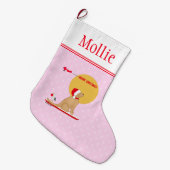 Kerststrump Surfende Hond Roze Grote Kerstsok (Voorkant (Hangend))