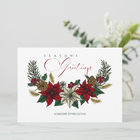 Kerststuk Aangepast VOOR UW BEDRIJF Feestdagenkaart (Staand voorkant)