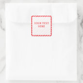 Kerststuk Cane Border Kerst Decoratie Bewerkbare T Vierkante Sticker (Tas)