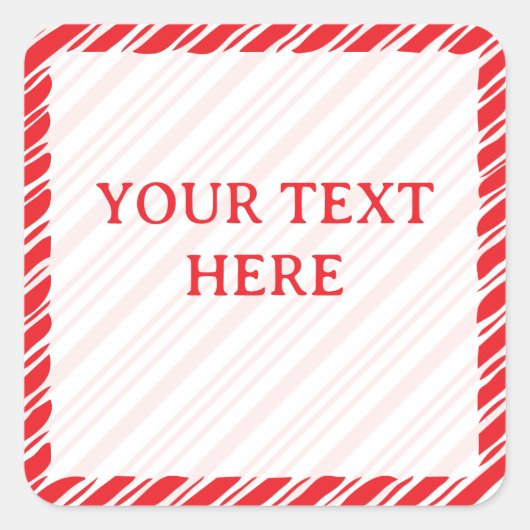 Kerststuk Cane Border Kerst Decoratie Bewerkbare T Vierkante Sticker (Voorkant)
