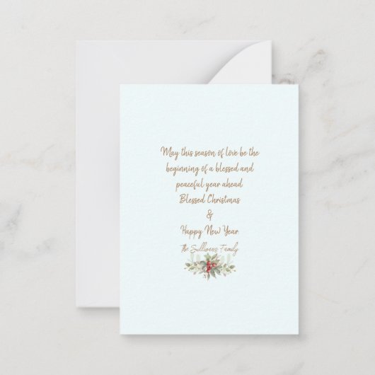 Kerststuk Cranberry Rood Schrift Notitiekaartje (Achterkant)