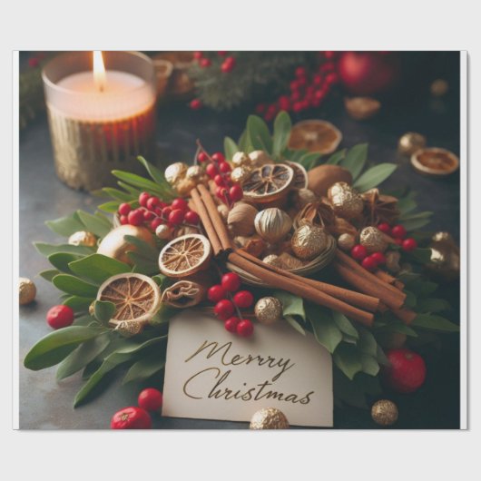 Kerststuk & kruiden Inpakpapier (Vlak)