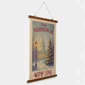 Kerststuk van Washington, DC met liefde Hangend Wandkleed (Gebogen)