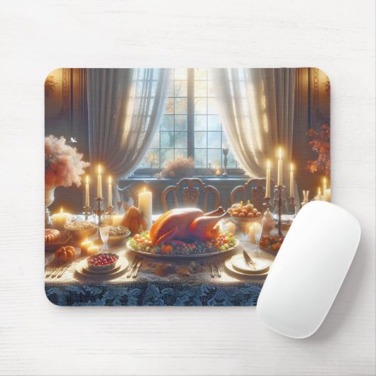 Kerststuk voor Thanksgiving-kalkoen Muismat (Met muis)