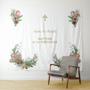Kerststukken Tweeling 1e verjaardag Doopfeest Wandkleed