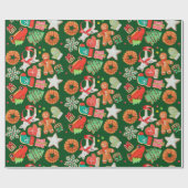 Kerstsuiker Cookie & Gingerbread Cadeaupapier (Vlak)