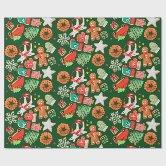 Kerstsuiker Cookie & Gingerbread Cadeaupapier (Vlak)