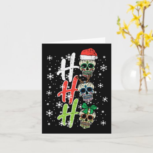 Kerstsuiker schedel Ho Ho Ho Xmas Mexicaanse Manne Kaart (Gele Bloem)