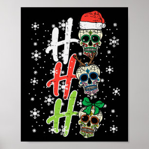 Kerstsuiker schedel Ho Ho Ho Xmas Mexicaanse Manne Poster