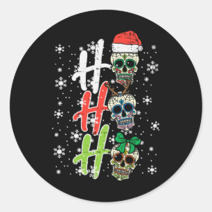 Kerstsuiker schedel Ho Ho Ho Xmas Mexicaanse Manne Ronde Sticker