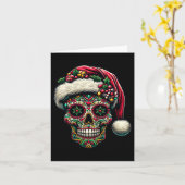 Kerstsuiker schedel Kerstman Hoed Dag van de Doden Kaart (Gele Bloem)